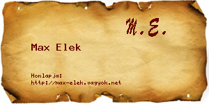 Max Elek névjegykártya